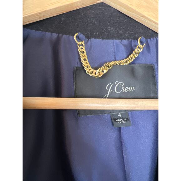 NEW J Crew Double Breasted Wool Blend Long Sleeve Top Coat Navy Blue Size: 4 - Picture 4 of 7
